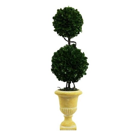ADLMIRED BY NATURE Admired By Nature ABN5P011-GRN 18 in. Faux Preserved Artificial Boxwood Topiary Plant Tabletop with Double Balls in Pot ABN5P011-GRN